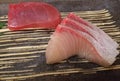 Fresh Japanese Hamachi white raw fish sashimi