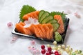 Fresh Japanese Sushi Salmon Platter Royalty Free Stock Photo