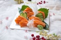 Fresh Japanese Sushi Salmon Platter Royalty Free Stock Photo