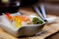 Fresh Japanese sushi set Royalty Free Stock Photo