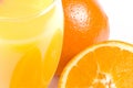 close-up picture of glass of orange juice and half an orange Royalty Free Stock Photo