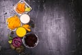 Fresh juice of beets and carrots on a dark background Royalty Free Stock Photo