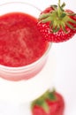 Fresh juice cocktail with strawberry in a glass. Royalty Free Stock Photo