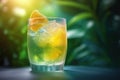 Fresh juice cocktail on the table against summer background Royalty Free Stock Photo