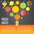 Fresh juice colorful round fruit icon set for Royalty Free Stock Photo