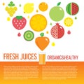 Fresh juice colorful round fruit icon set for Royalty Free Stock Photo