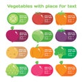 Fresh juice colorful round vegetables icon set and pattern for market or cafe