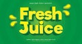 Fresh juice 3d editable text effect template Royalty Free Stock Photo
