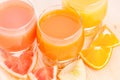 Fresh juice with different pieces of fruits. Royalty Free Stock Photo