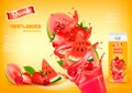 Fresh Juice with Exotic Fruits and Splashing Liquid.