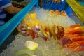 Fresh juice and fruit market stand in downtown Kuala Lumpur Royalty Free Stock Photo