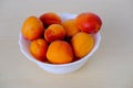 fresh juice fruit, ripe apricots, Prunus armeniaca in bowl, concept of healthy eating, vegan diet, raw, healthy food, benefits of Royalty Free Stock Photo