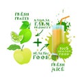 Fresh Juice Healthy Cocktail Apple And Lime Logo Natural Food Farm Products Label