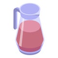 Fresh juice jug icon, isometric style