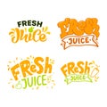Fresh juice lettering logo set