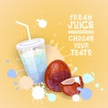 Fresh Juice Logo Healthy Vitamin Drink Bar Colorful Banner