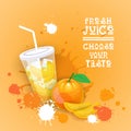 Fresh Juice Logo Healthy Vitamin Drink Bar Colorful Banner