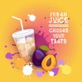 Fresh Juice Logo Healthy Vitamin Drink Bar Colorful Banner