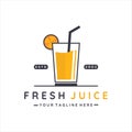 fresh juice logo vector illustration template icon design. smoothie orange drink beverage icon logo concept for business bar or Royalty Free Stock Photo