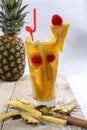 Fresh juice with pineapple slice Royalty Free Stock Photo