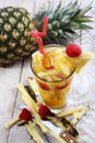 Fresh juice with pineapple slice Royalty Free Stock Photo