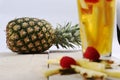 Fresh juice with pineapple slice Royalty Free Stock Photo