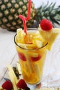 Fresh juice with pineapple slice Royalty Free Stock Photo