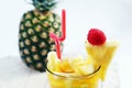 Fresh juice with pineapple slice Royalty Free Stock Photo