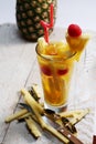 Fresh juice with pineapple slice Royalty Free Stock Photo