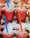 Fresh juice in plastic cups