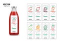 Fresh juice realistic glass bottle with labels Royalty Free Stock Photo