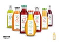 Fresh juice realistic glass bottle set Royalty Free Stock Photo