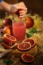 Fresh juice. Tarocco Red Orange Juice