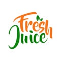 FRESH JUICE TYPOGRAPHY LOGO DESIGN WITH ORANGE AND GREEN COLOR