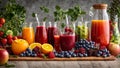 Fresh juice from various fruits berries Royalty Free Stock Photo