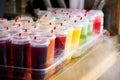 Fresh juices chilled with liquid nitrogen Royalty Free Stock Photo