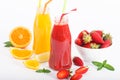 Fresh Juices Smoothie Tropical Fruits and strawberry Royalty Free Stock Photo