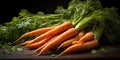 Fresh juicy carrot with leaves