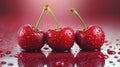 Fresh, juicy cherries with water droplets Royalty Free Stock Photo