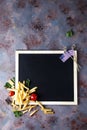 Fresh fries on chalkboard