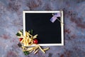 Fresh fries on chalkboard