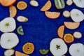 Ornament of fruit slices on the table Royalty Free Stock Photo