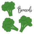 Fresh juicy green broccoli florets vector set Royalty Free Stock Photo