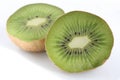 Fresh juicy kiwi fruit halves  on white Royalty Free Stock Photo