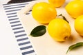 Fresh, juicy lemon on a kitchen cutting board made of artificial stone Royalty Free Stock Photo