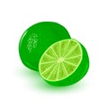 Fresh and juicy lime. Ripe citrus round green fruit. Ingredient with sour flavour.