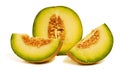 Fresh Juicy Melons: Galia, Cantaloupe Royalty Free Stock Photo