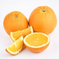 Fresh juicy oranges on a white isolated background