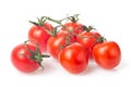 Fresh juicy red cherry tomato bunch closeup isolated on white background Royalty Free Stock Photo