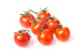 Fresh juicy red cherry tomato bunch closeup isolated on white background. Royalty Free Stock Photo